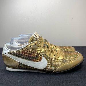 NIKE D Break Glitter White & Metallic Gold Sneakers